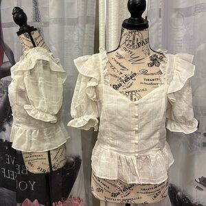 Mele e Pere Off-White Peasant Blouse